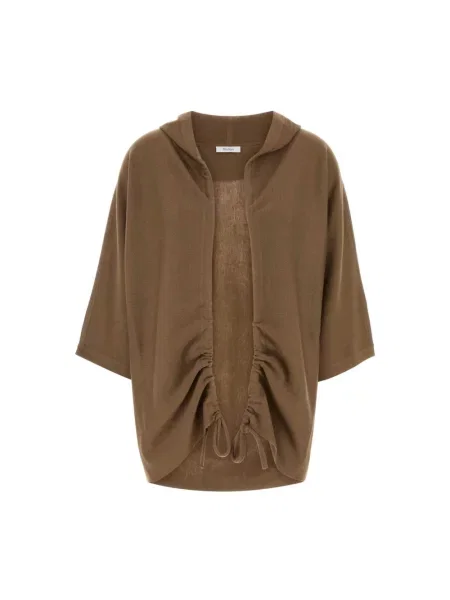 Kardigan Max Mara z kapturem brązowy