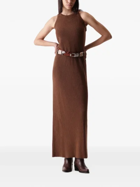Rochie maxi Fortela tricotate maro
