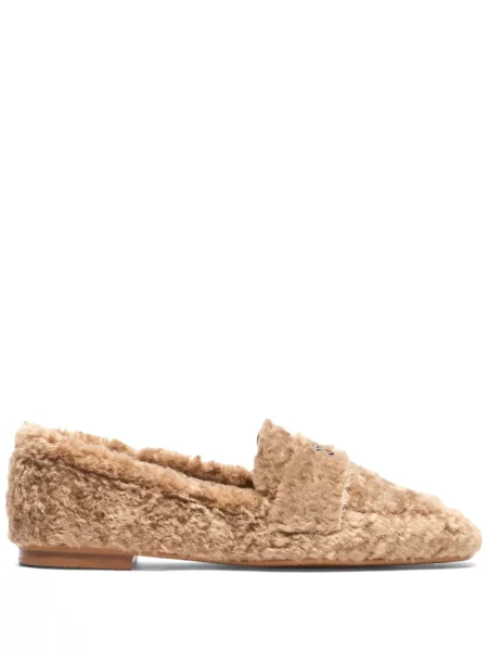 Pantofi loafer Casadei cu blană maro