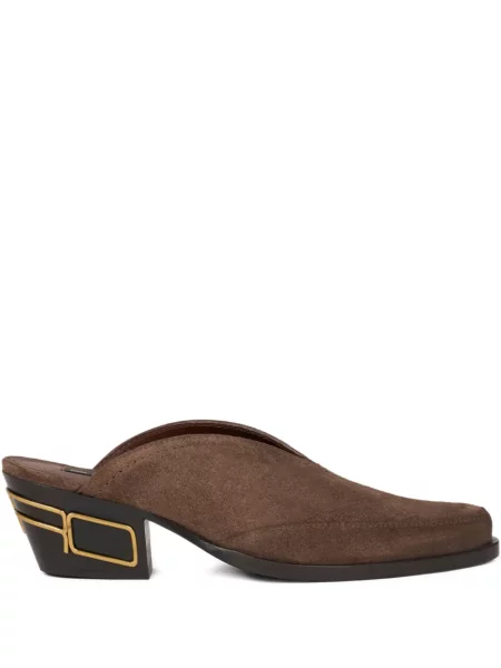 Papuci tip mules Etro din piele de căprioară maro