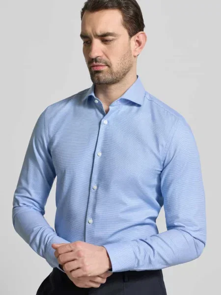 Koszula biznesowa krój slim fit z extra długim rękawem model HANK' Boss błękitna