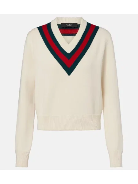 Pulover Gucci de lână cu dungi alb