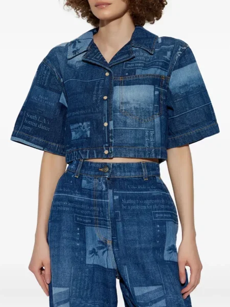 Cropp top Palm Angels cu imagine albastru