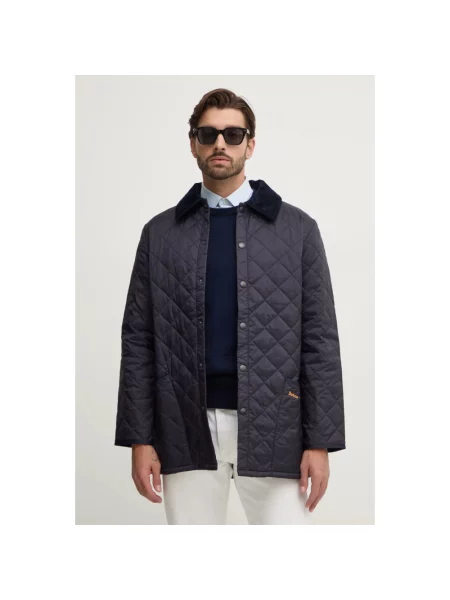Lniana kurtka puchowa Barbour niebieska