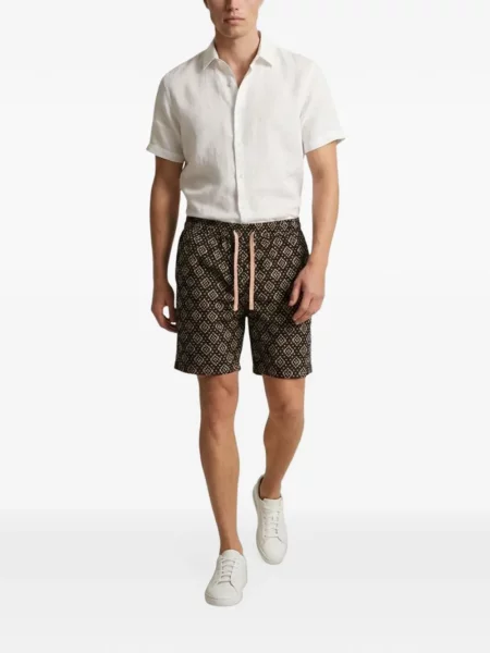 Pantaloni scurți Gianni Lupo cu imagine cu imprimeu geometric cu cordon negru