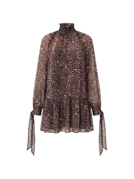 Rochie mini Nicholas cu imagine cu model leopard maro