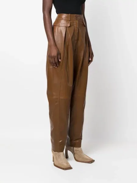 Pantaloni Alberta Ferretti din piele maro