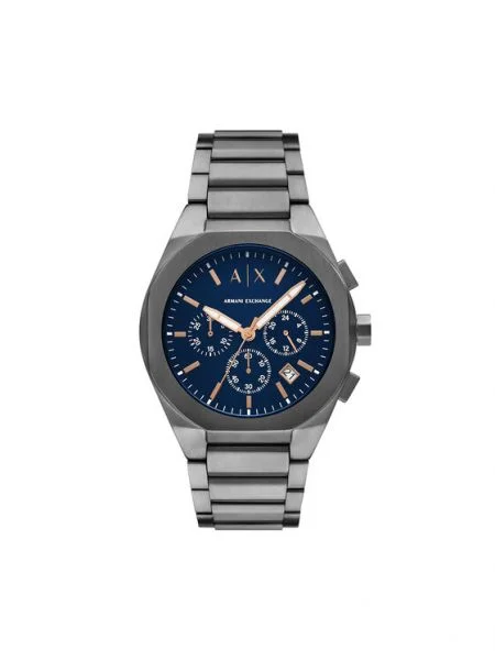 ARMANI EXCHANGE Analógové hodinky tmavomodrá / farby bahna strieborná