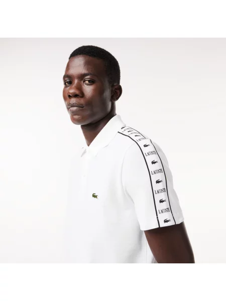 Lacoste Polo Dla Mężczyzn O Regularnym Kroju Z Nadrukiem biały