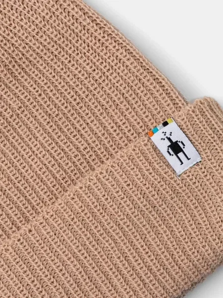 Smartwool czapka beżowy z grubej dzianiny wełniana różowa