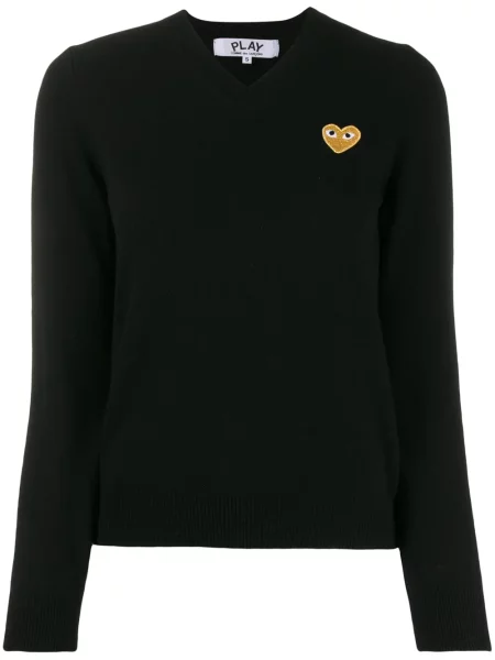 Pulover Comme Des Garcons Play cu decolteu în V lung negru