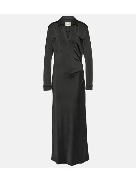 Rochie maxi Tove cu decolteu în V de costum negru