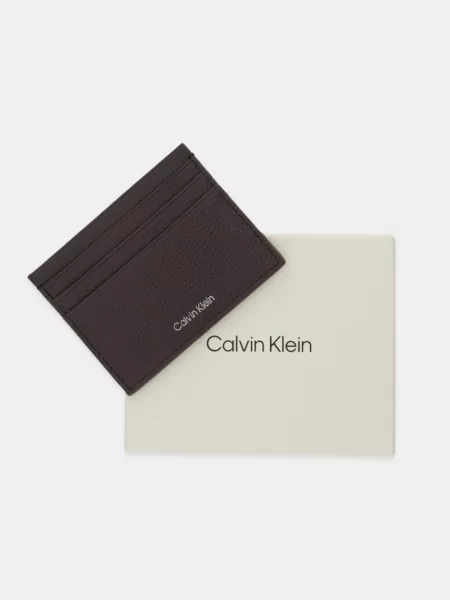 Calvin Klein Usnjen etui za kartice rjava