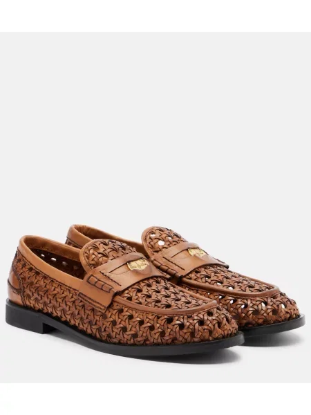 Pantofi loafer Miu Miu din piele maro