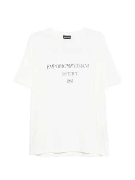 Kerek nyakú póló Emporio Armani nyomtatás fehér