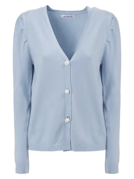 Influencer Geacă tricotată fumuriu albastru