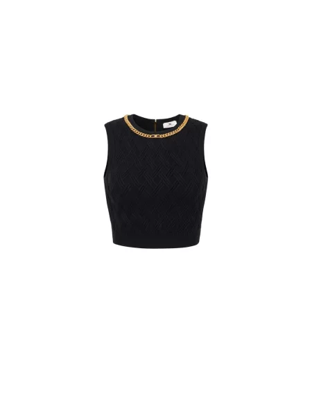 Dzianinowy top Elisabetta Franchi czarny