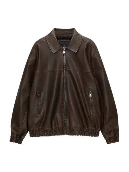 Pull&Bear Geacă de primăvară-toamnă închis maro