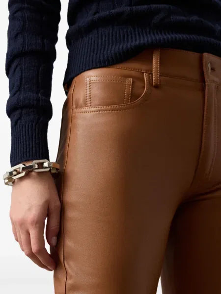 Кожени панталон Ralph Lauren Collection дизайн с пет джоба кафяво