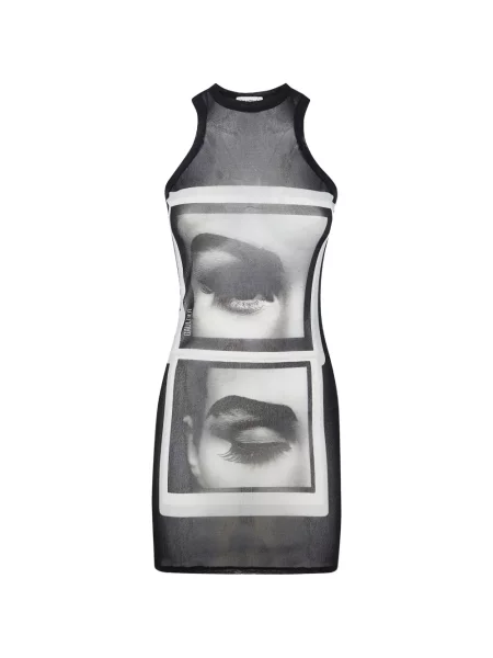 Sukienka mini Jean Paul Gaultier z nadrukiem garniturowa czarna
