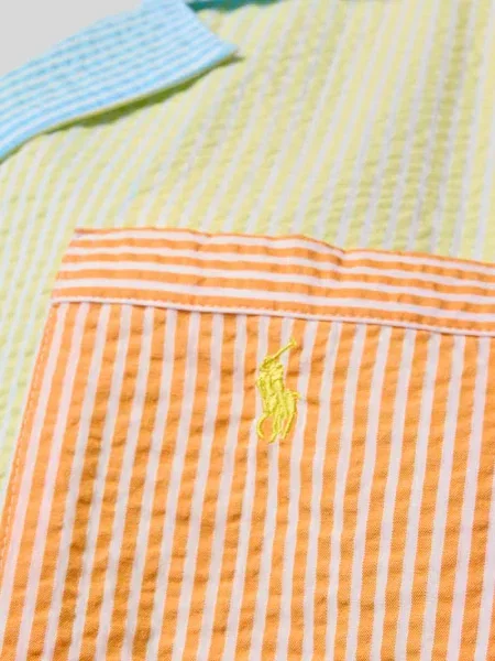 Piżama o kroju comfort fit z czystej bawełny model SCALLOP SEERSUCKER' Polo Ralph Lauren