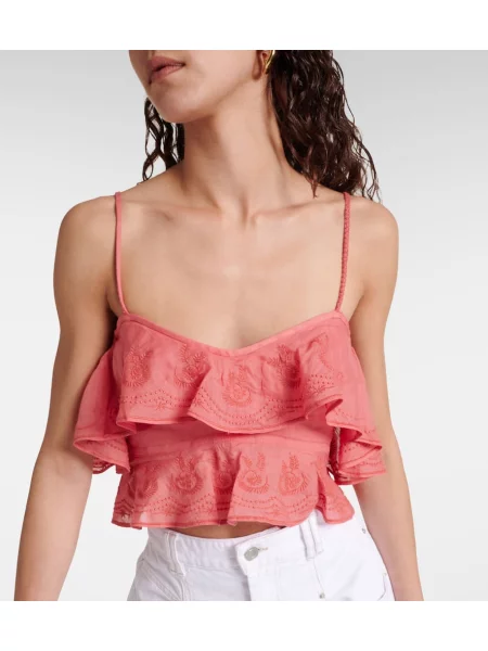 Top Isabel Marant cu volane roz