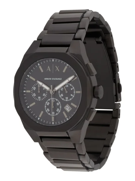 ARMANI EXCHANGE Analogové hodinky starobéžová / černá bílá