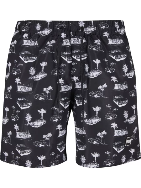 Urban Classics Kupaće hlače siva / crna bijela