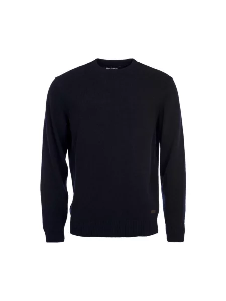 Sweter Barbour wełniany z naszywkami granatowy