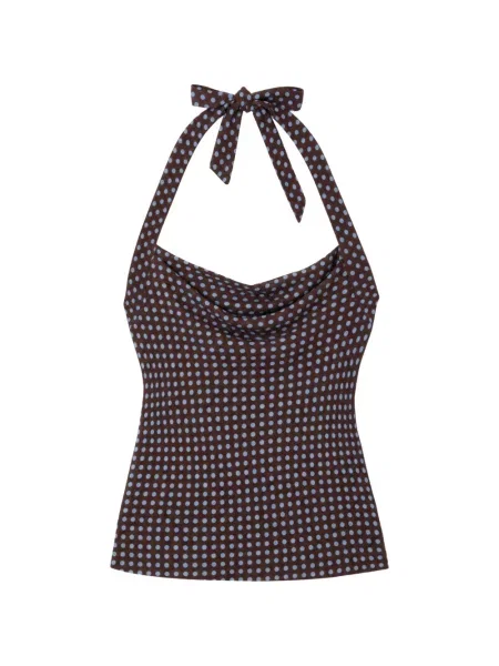 Top Reformation cu buline cu gât halter maro