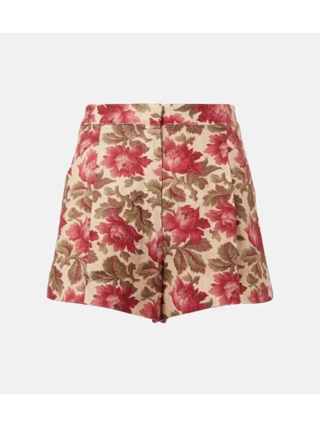 Lniane szorty Posse w kwiatki czerwone