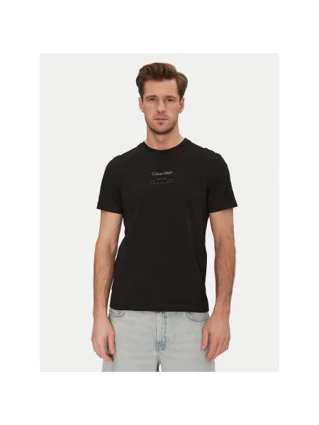 Calvin Klein Póló Editorial Logo Regular Fit fekete