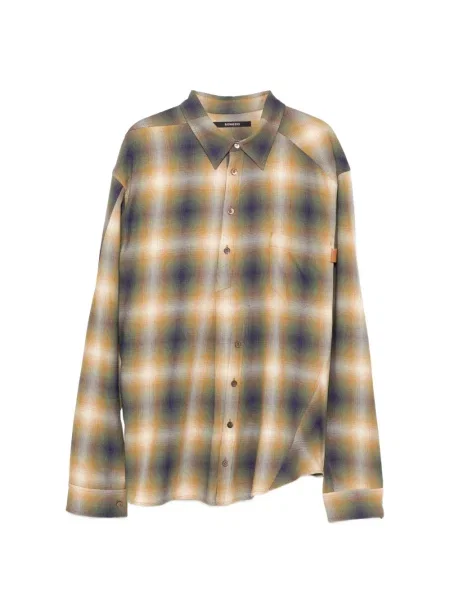 Карирана асиметрична риза Songzio оранжево