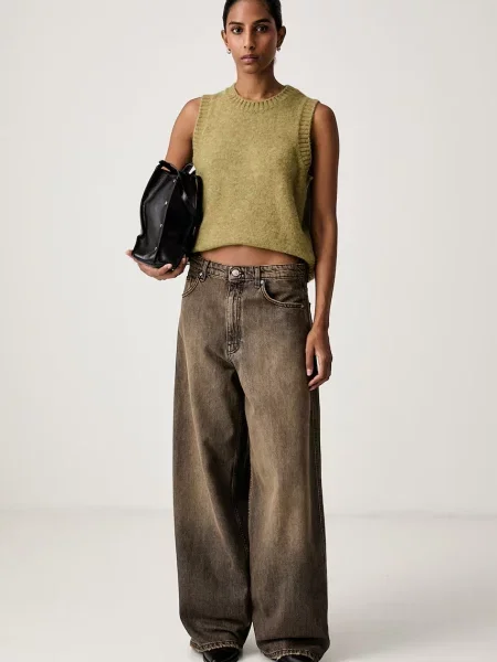 ViCOLO дънки wide leg дамски сиво