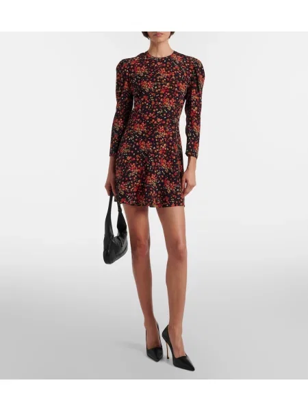 Rochie Gucci de mătase cu model floral negru