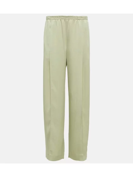 Pantaloni Vince din satin verde