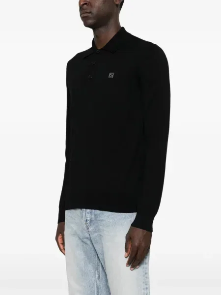 Lung tricou polo Fendi negru