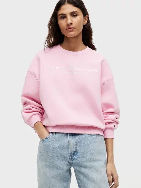 Світшот Tommy Hilfiger з лого рожевий