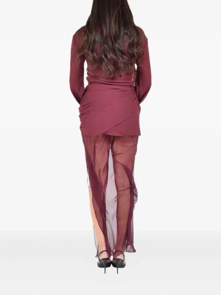 Rochie maxi Nensi Dojaka drapată lungă de costum roșu