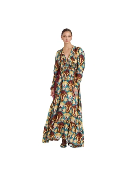 Długa jedwabna sukienka maxi La Doublej garniturowa