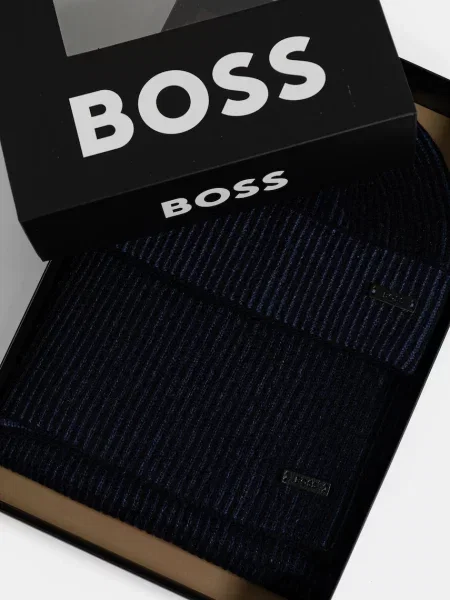 Шерстяной шарф Boss черный