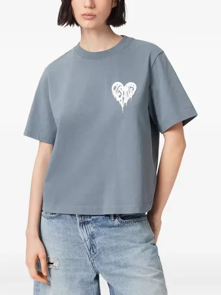 Tricou Allsaints cu imagine cu motiv cu inimi albastru