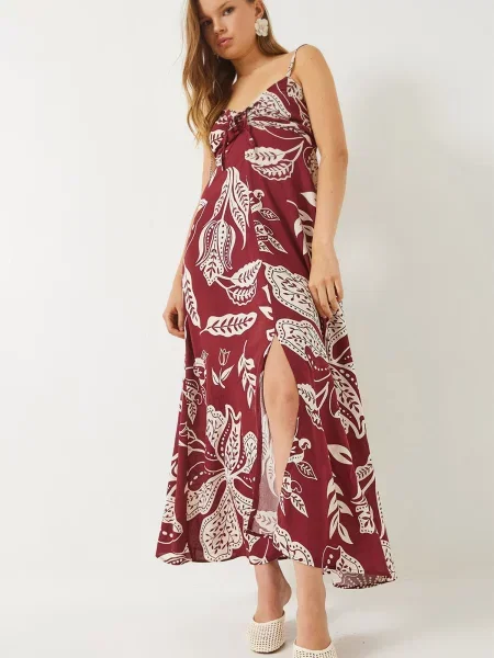 Bianco Lucci Rochie de vară roșu bordeaux alb