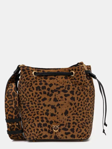 Pinko Geantă tip sac SECCHIELLO MINI | piele întoarsă maro