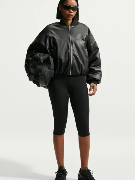 Nike Sportswear bomber γυναικείο από συνθετικό δέρμα Therma-FIT μαύρο