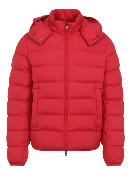 Geacă cu puf Moncler cu glugă roșu