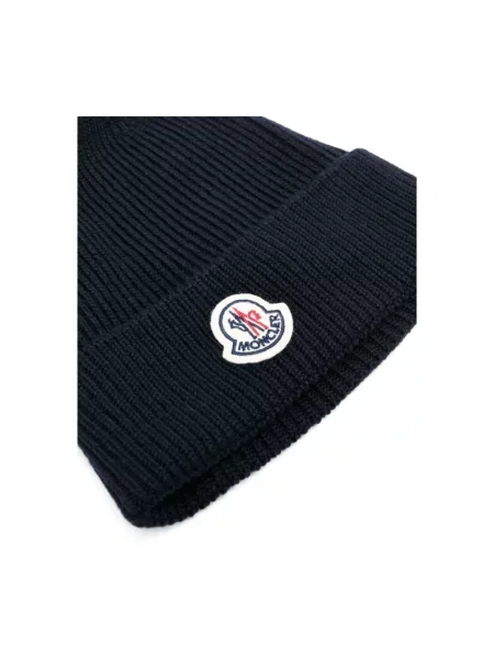 Czapka Moncler wełniana z logo niebieska
