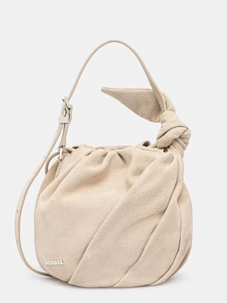 Rotate geantă de mână din piele întoarsă bej