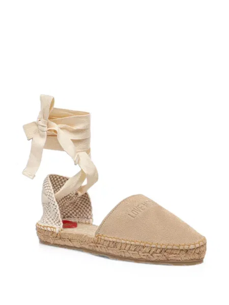 Fűzős csipkés espadrilles Love Moschino autogrammal