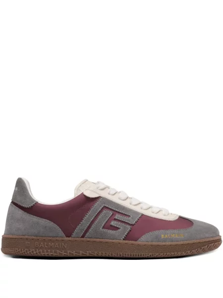 Sneakerși Balmain din piele de căprioară gri